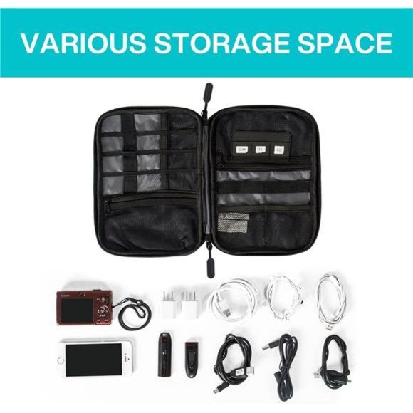 Electronics Organizer Travel Case, Small Travel Cable Organizer Bag for Travel - Picture 3 of 6